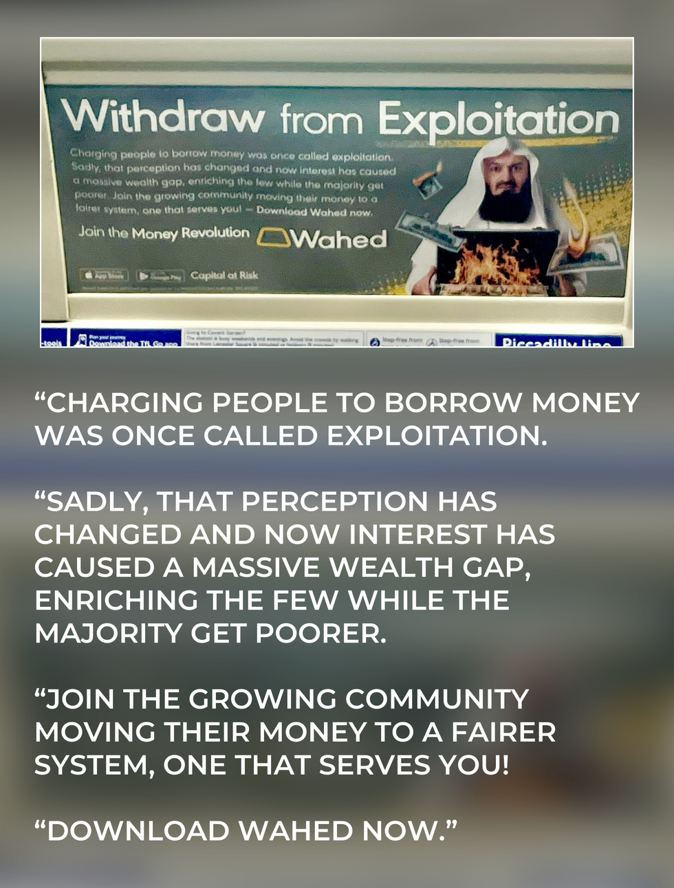 Wahed advert and text