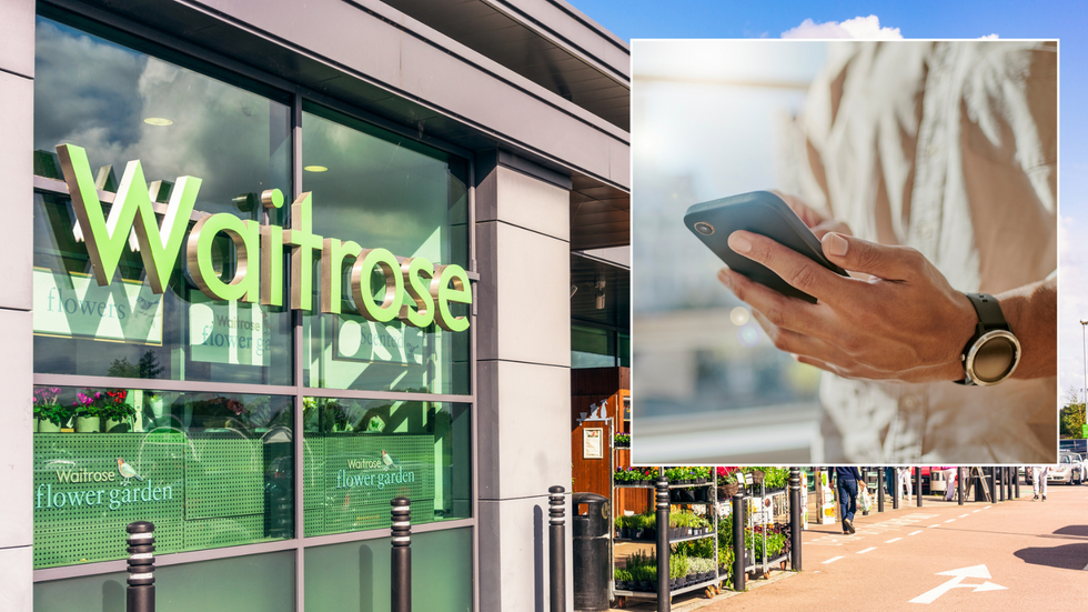 Waitrose and man holding phone