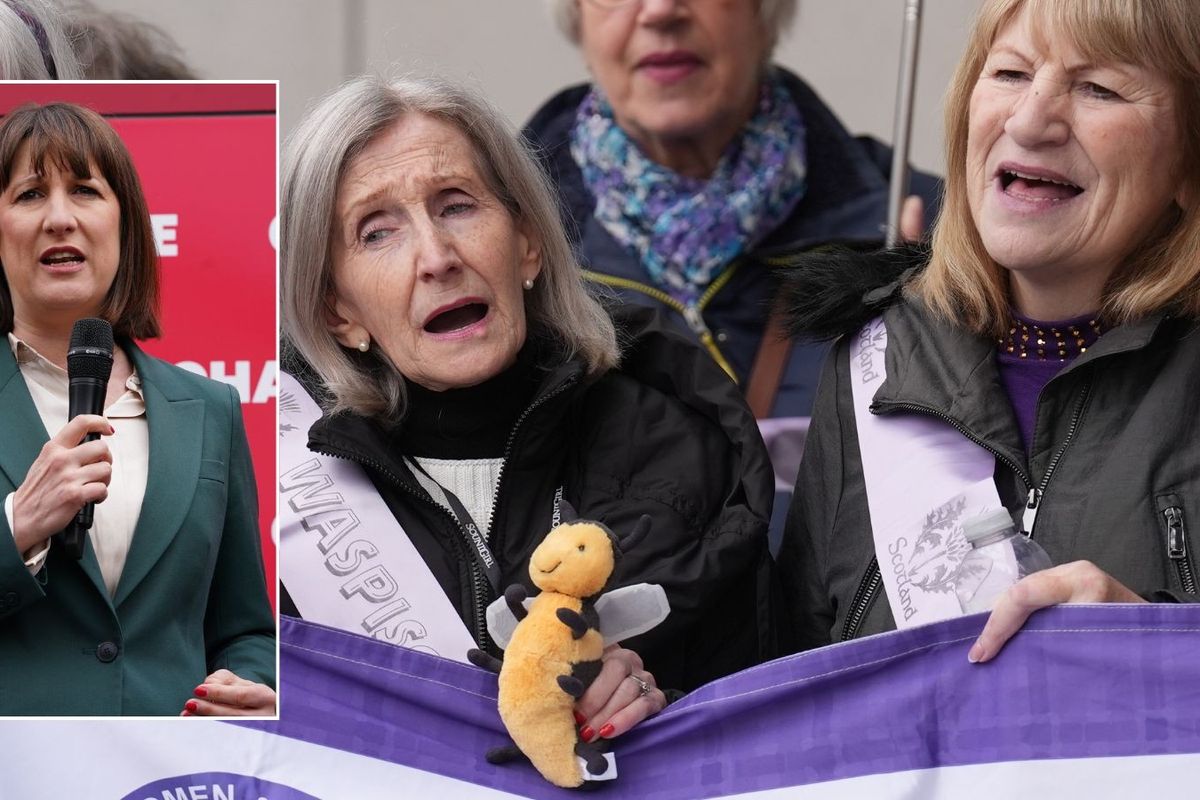 Waspi campaigners and Rachel Reeves 