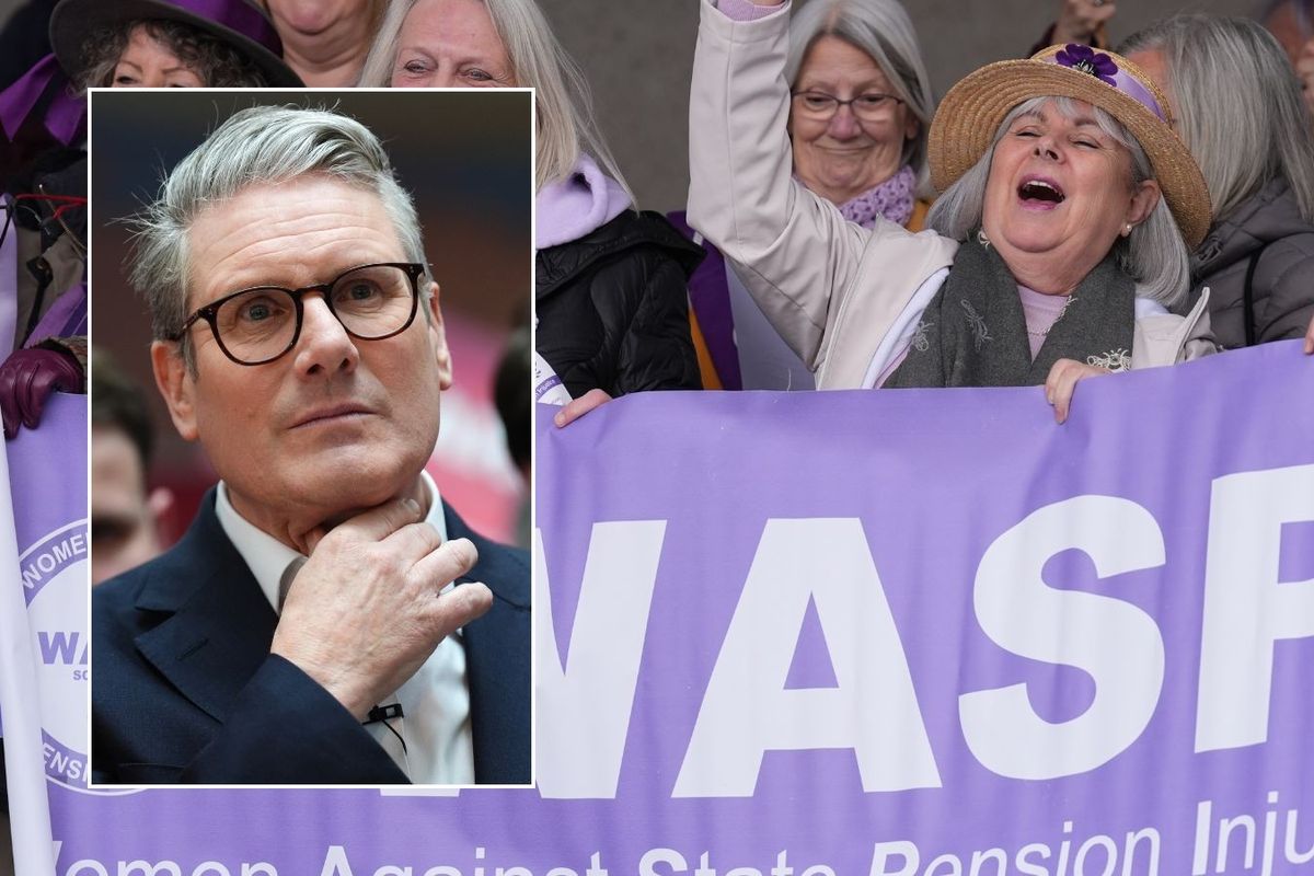 Waspi campaigners and Sir Keir Starmer 