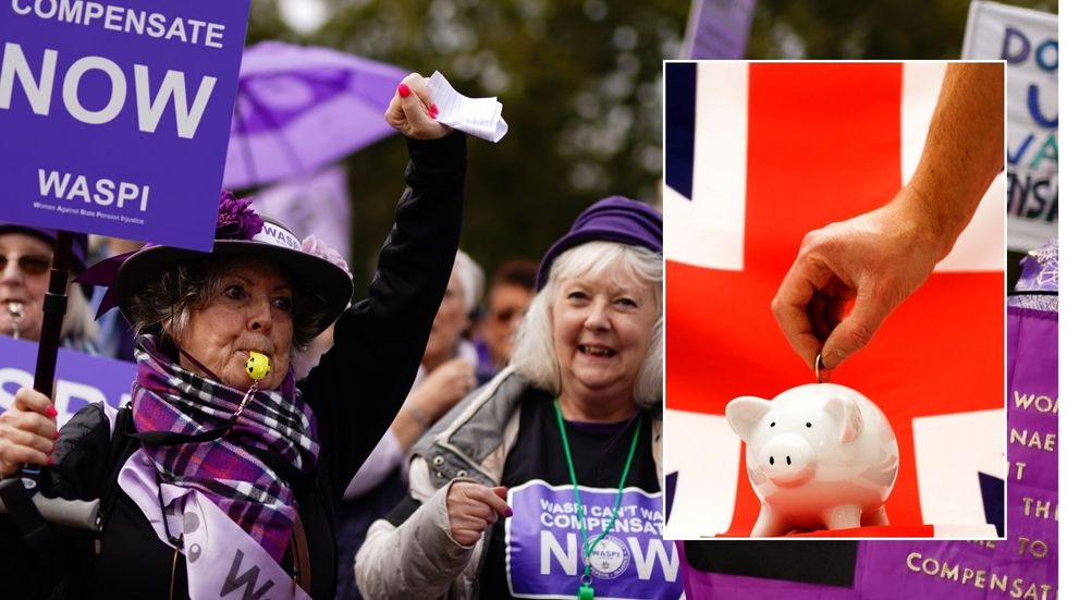 Waspi campaigners and union jack