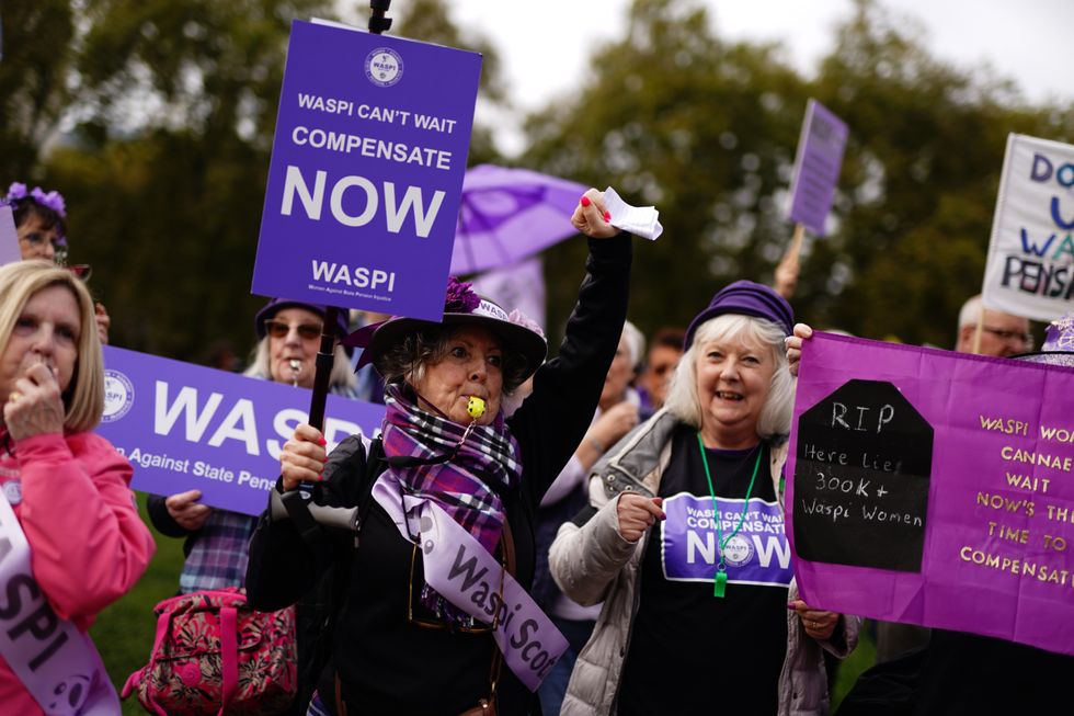 WASPI women protesting outside Westminster