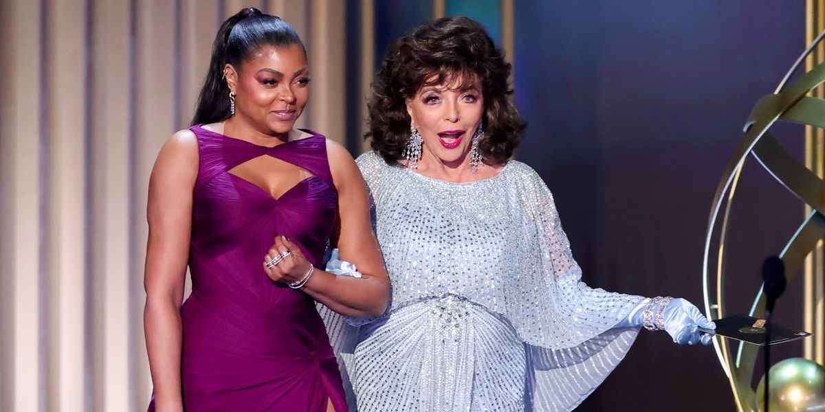Dame Joan Collins, 90, distracts Emmy Award viewers with 'ageless