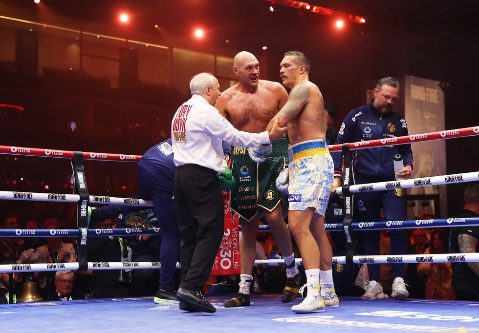 Oleksandr Usyk 'was touching the referee during win over Tyson Fury' as harsh verdict given