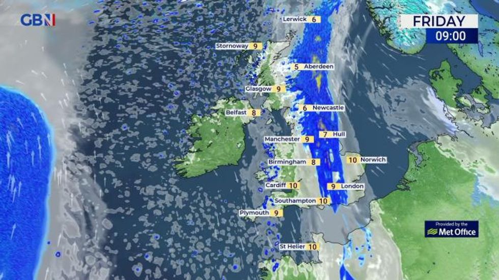 UK weather: Cloudy and wet in east today, brighter in the west