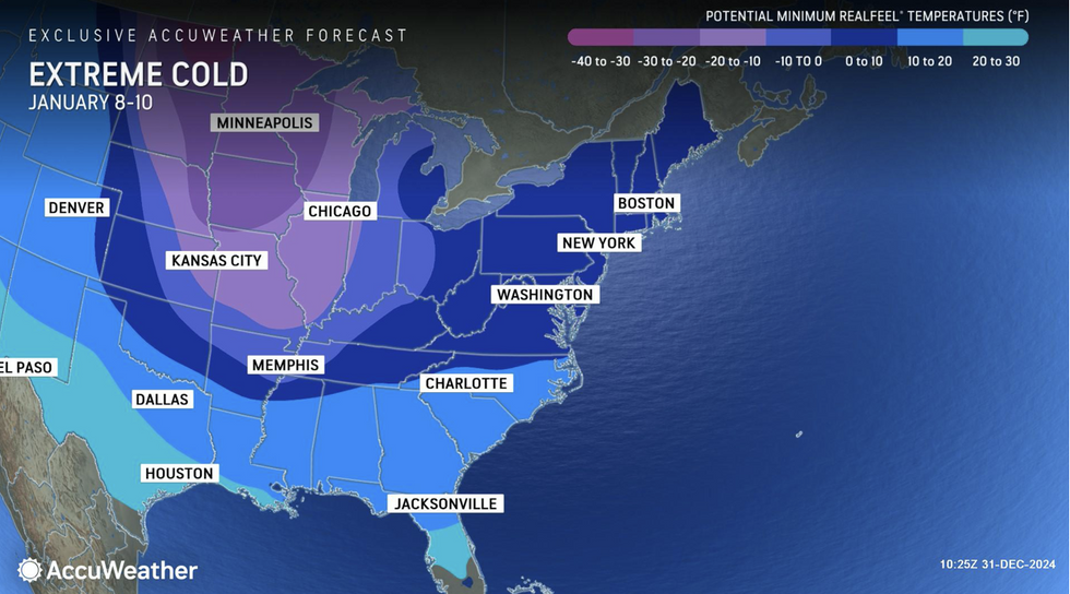 Weather forecast extreme cold US