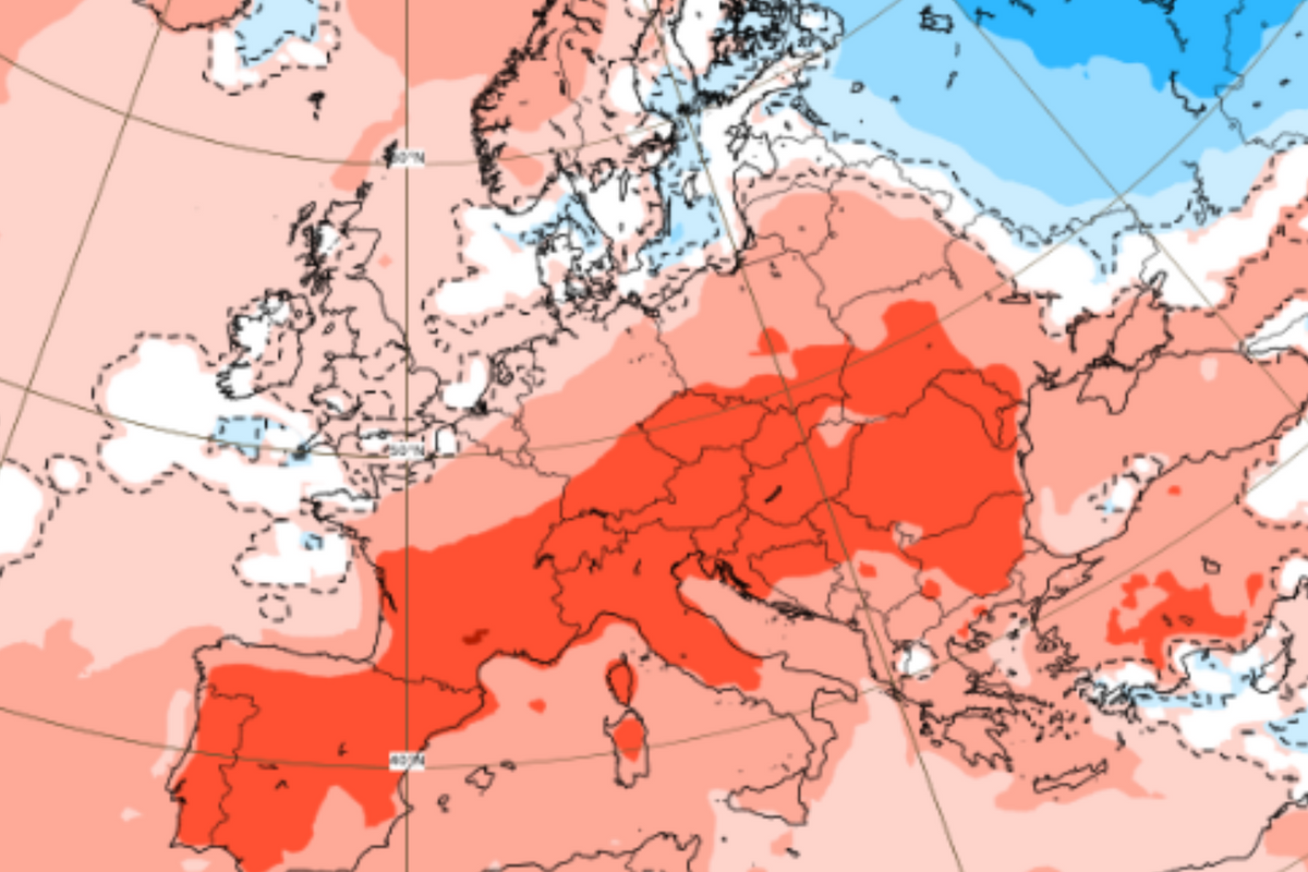 Weather map of heat in Europe