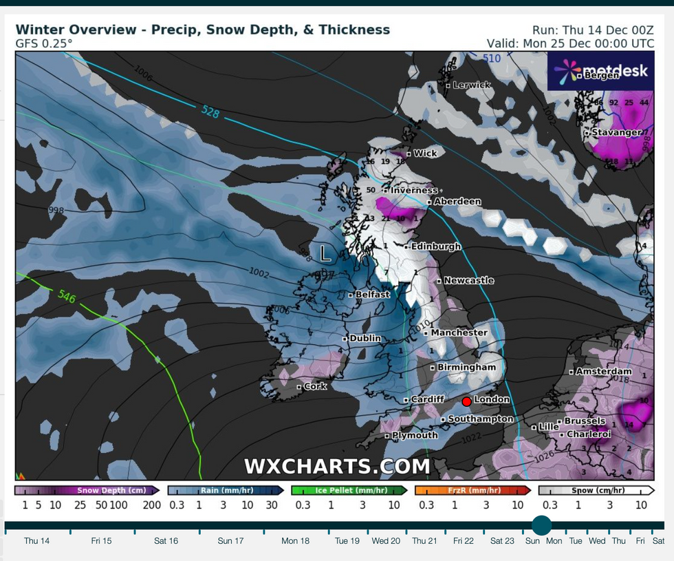 UK snow forecast New weather map shows snow sweeping in on Christmas
