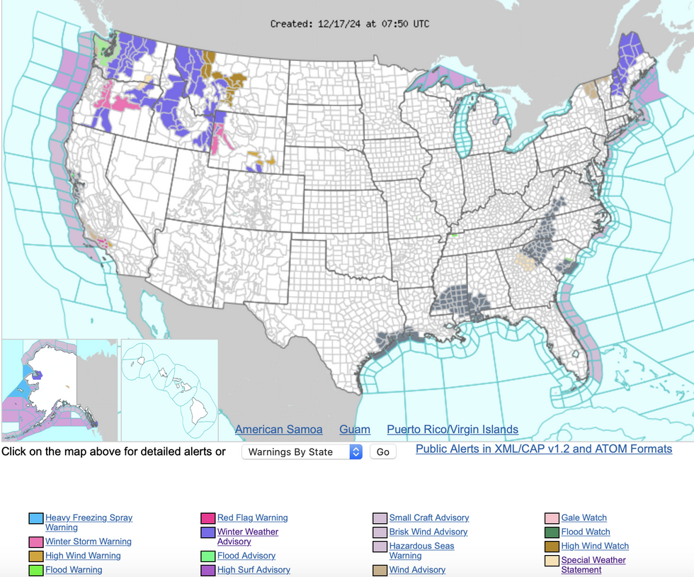 Weather Service (NOAA) alerts in force