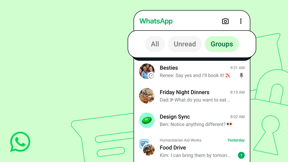 whatsapp chat window shown on a green background