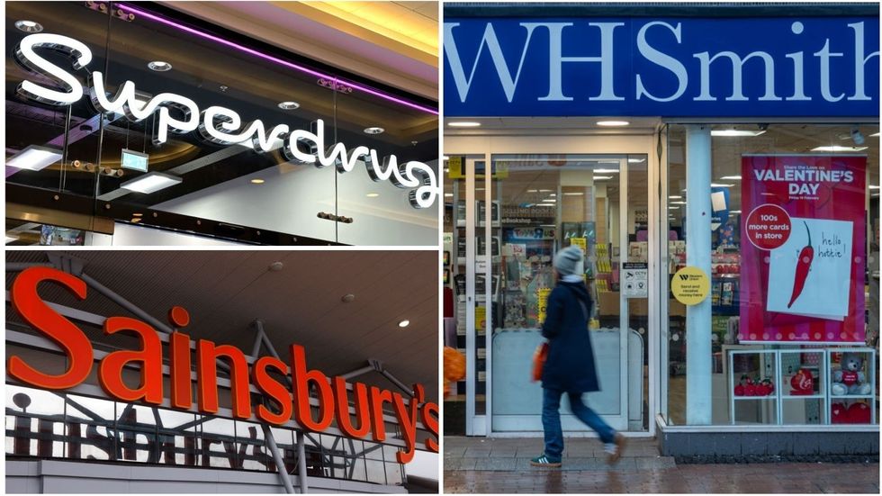 WHSmith, Superdrug and Sainsbury's stores