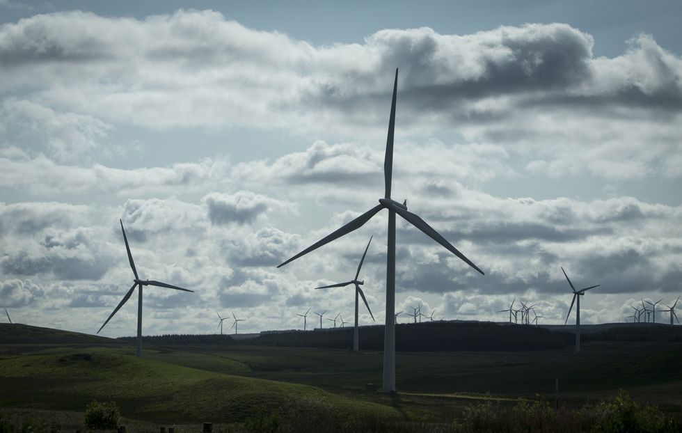 Wind turbines on a cloudy day