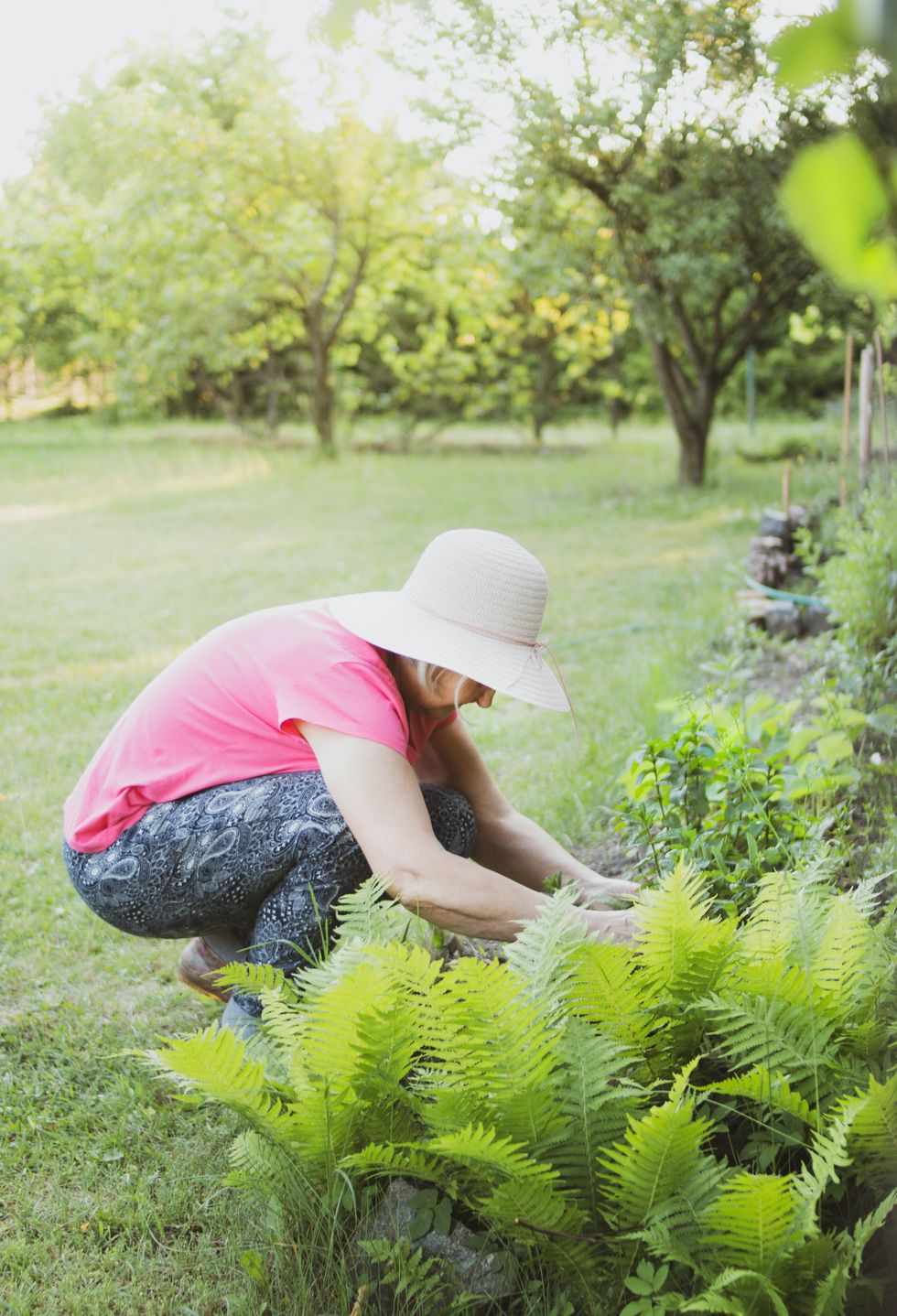 Woman gardening in garden