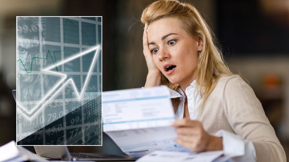 Woman in shock and rising interest rate