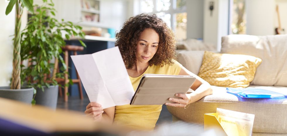 Woman looking at finances