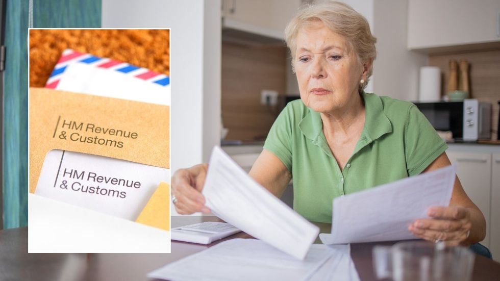 Woman looking at form and HMRC letter