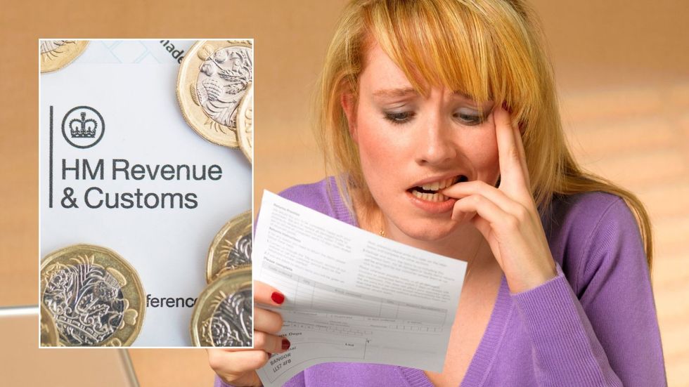 Woman looking worried and HMRC letter