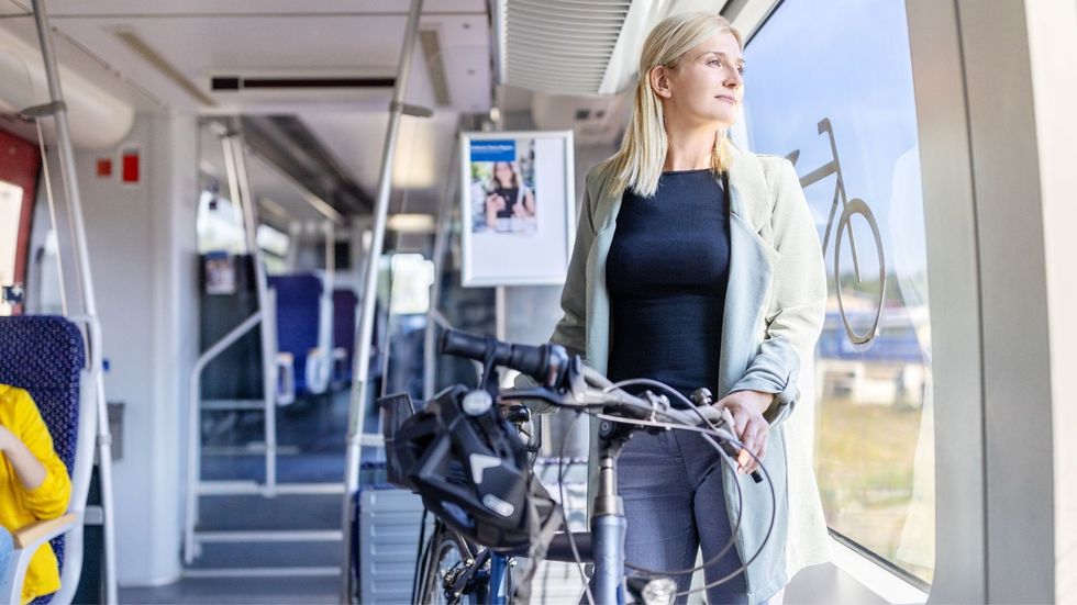 Woman on train