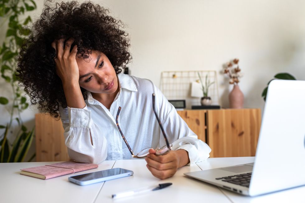 Woman stressed at work