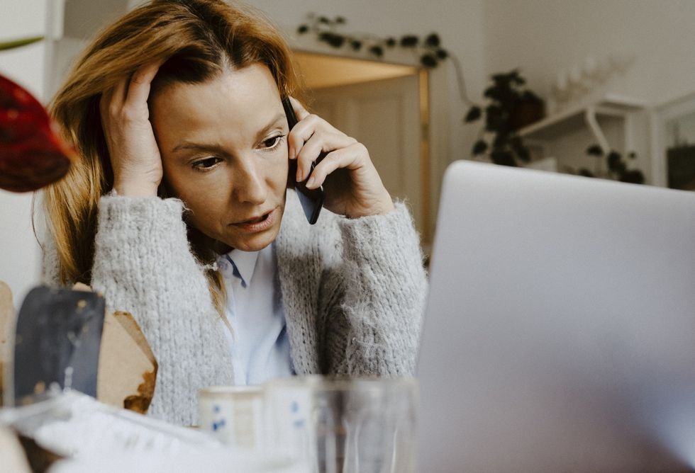 Woman stressed on phone