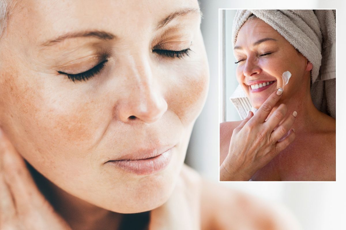 Woman with beautiful skin  / Woman applying moisturiser 