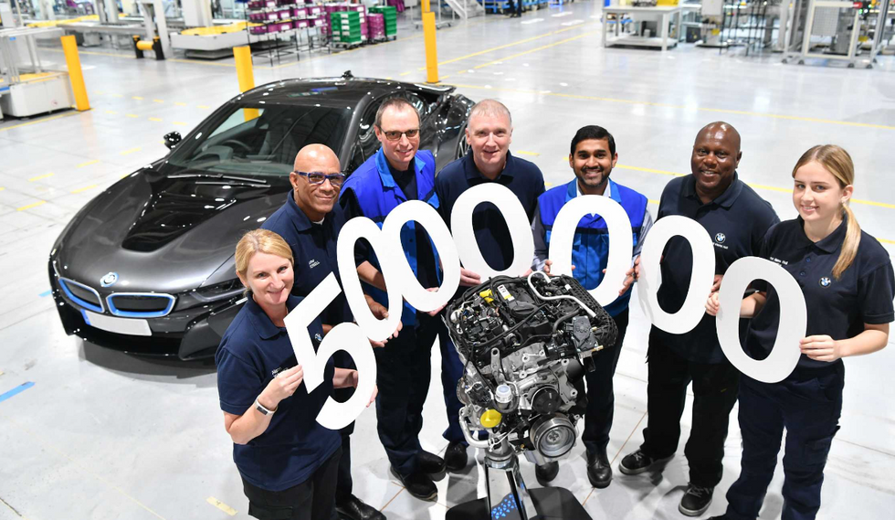 Workers at the BMW Hams Hall factory celebrating producing its five millionth engine at the factory in 2019