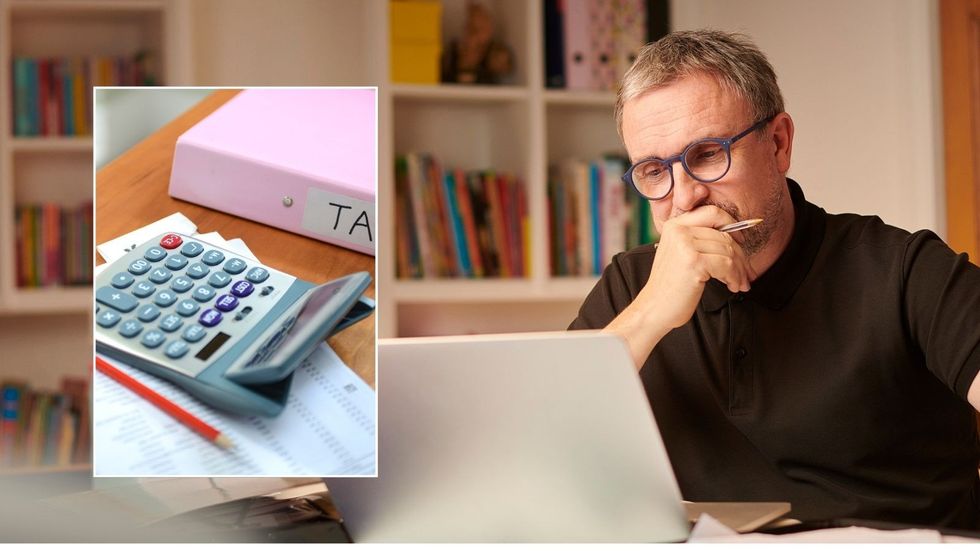 Worried man looking at computer