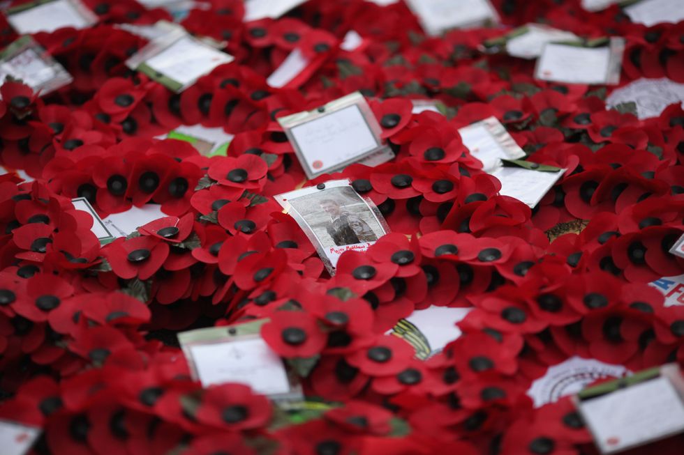 Wreaths lay at the foot of the Cenotaph after the Remembrance Day Sunday