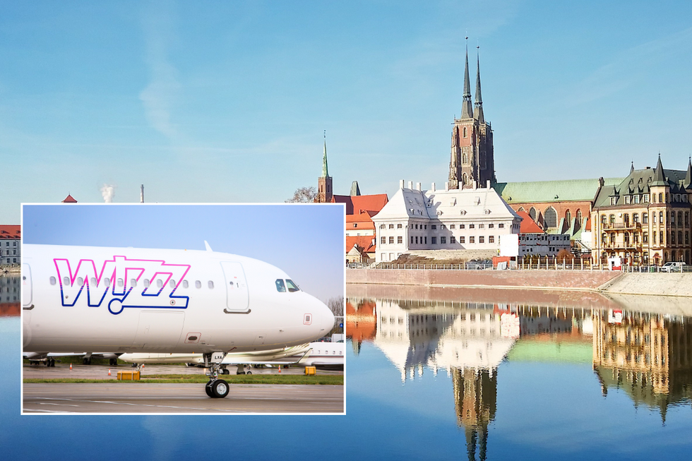 Wroclaw, Poland buildings / Wizz Air plane