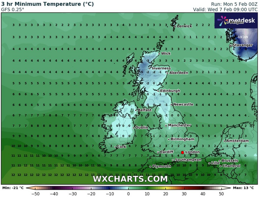 UK weather: Britain to see temperatures plummet to -5C as 500-mile cold ...