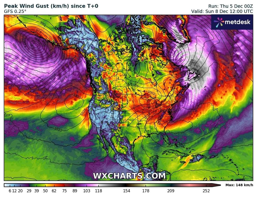 WXCHARTS has forecast strong wind gusts