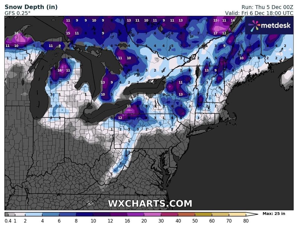 WXCHARTS is forecasting heavy snowfall