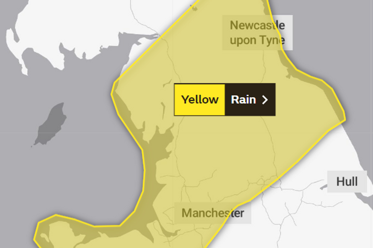 Yellow warning map from the Met Office